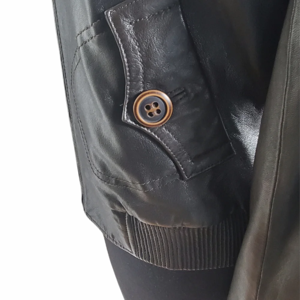 June dark brown leather hooded zip jacket women’s size medium - Picture 6 of 10